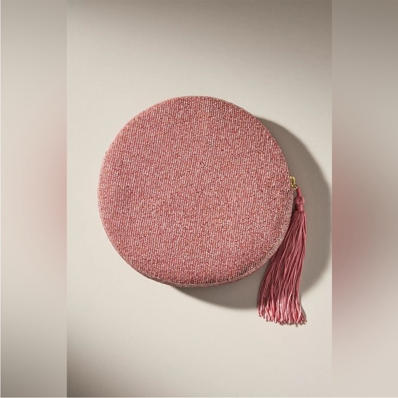 Anthropologie A Embroidered Pink Beaded Clutch - Picture 7 of 8